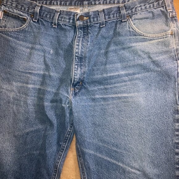 Vtg Carhartt Men 46 x 32 Denim Relaxed Fit Work 5 Pocket Jeans‎ Pants (S) - Picture 7 of 12